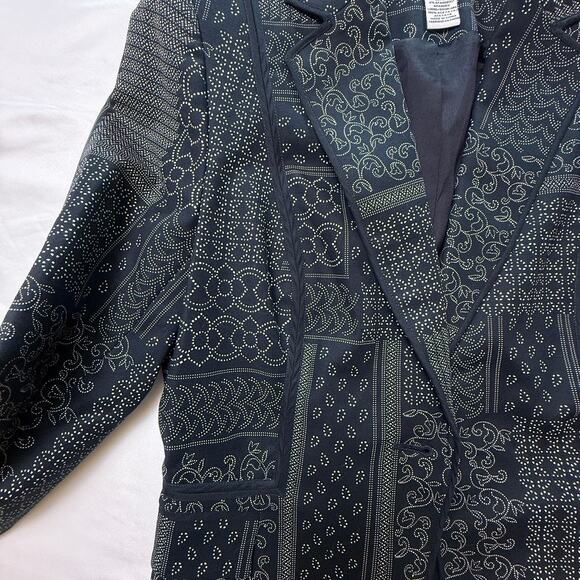 Emanuel Ungaro Women’s Patchwork Print Blazer Navy White Cotton Spandex Size 8 - Picture 12 of 16
